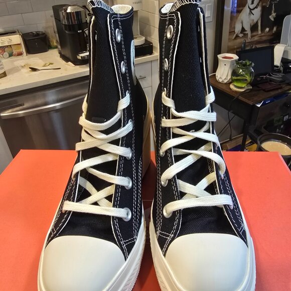 Converse Chuck 70 De Luxe Heel Hi Platform Shoes Women's 8 Black White NEW - Picture 5 of 9
